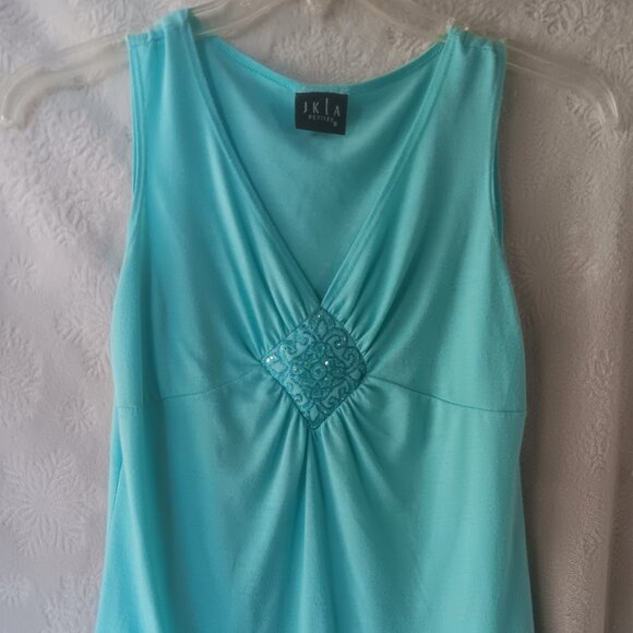 Sweet Aqua Bling! Soft JKLA Petites Tank Top - Picture 1 of 4